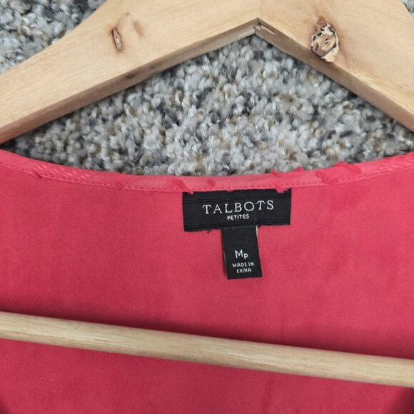 Talbots Top Womens MP Petite Medium Pink Textured Blouse V Neck Casual Ladies - Picture 6 of 7